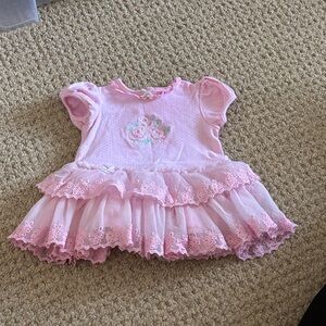 Little Me Pink Baby Dress with Lace Trim